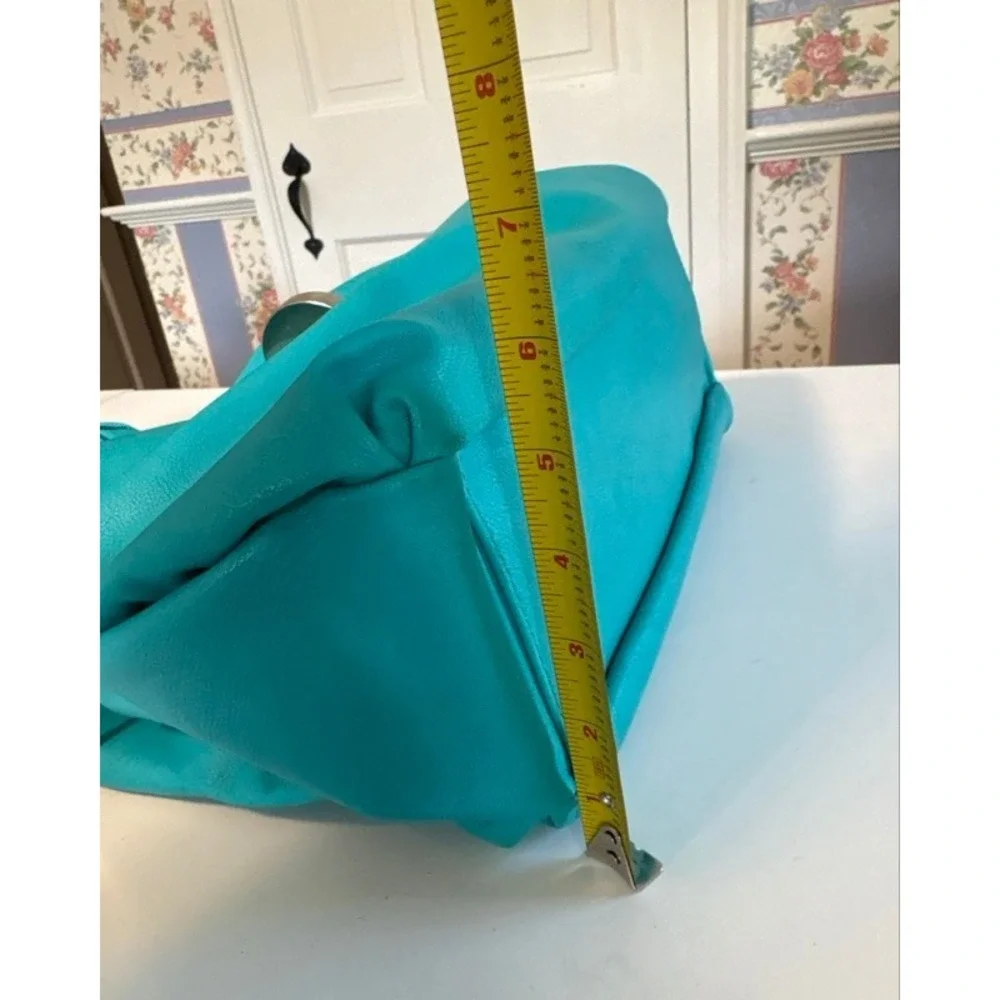 Charlotte Russe Teal Faux Leather Hobo Bag Braided Handle Silver Hardware